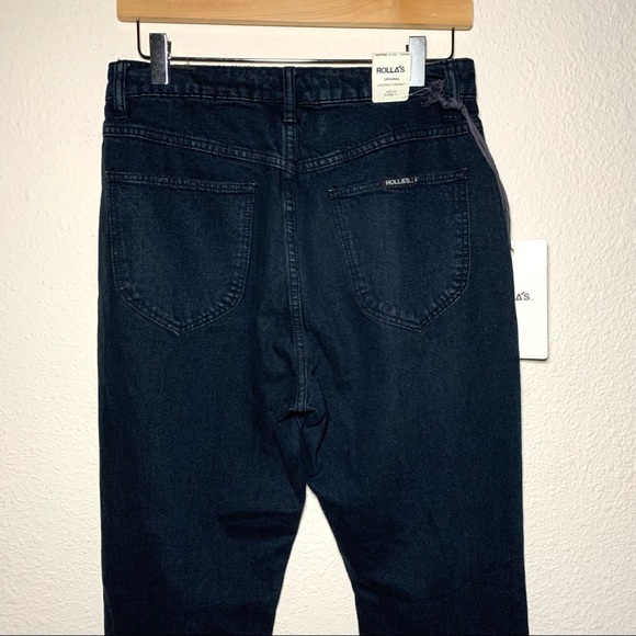 Rolla's Original Cropped High Rise Distressed Straight Leg Jeans Black 29 - Picture 6 of 8